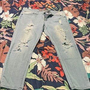 VIP distressed cropped jeans